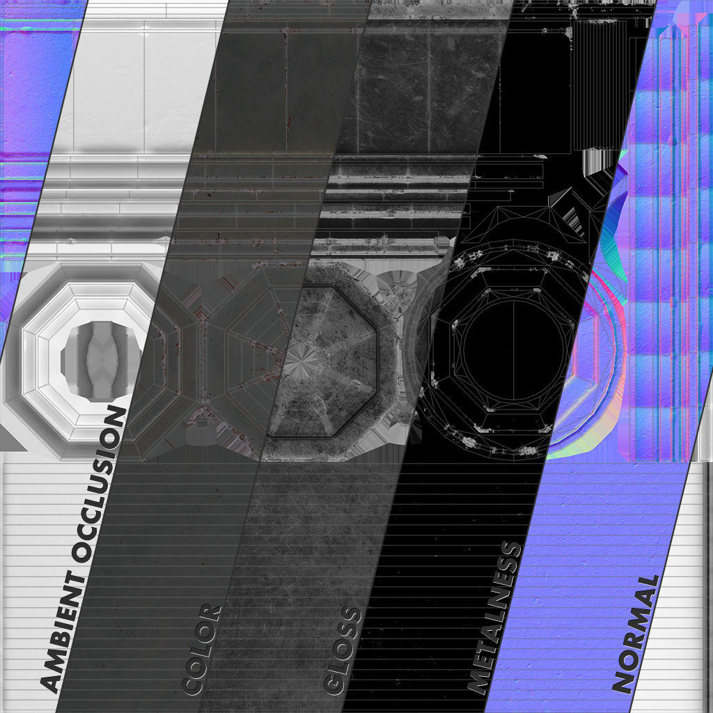 Barrier Bollard pack 3 Gray v3 Low-poly 3D model_10