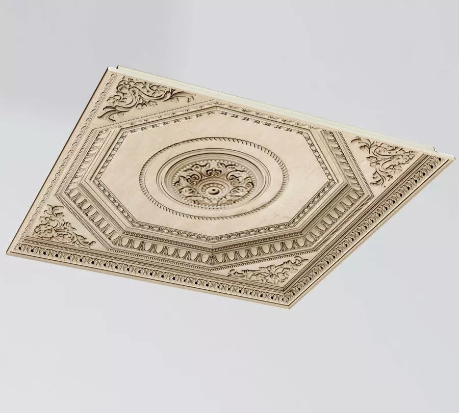 Decorative Ceiling Tile Rosette Coffers 3D model_0
