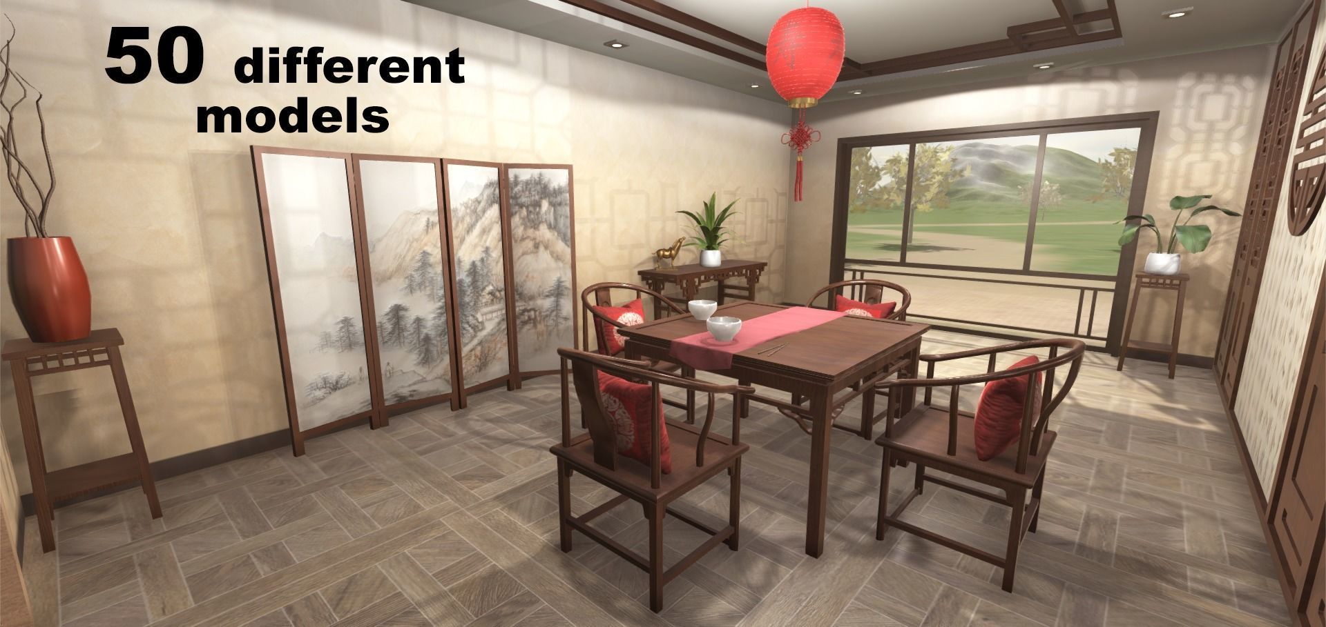 Chinese Living Room 3D model_1