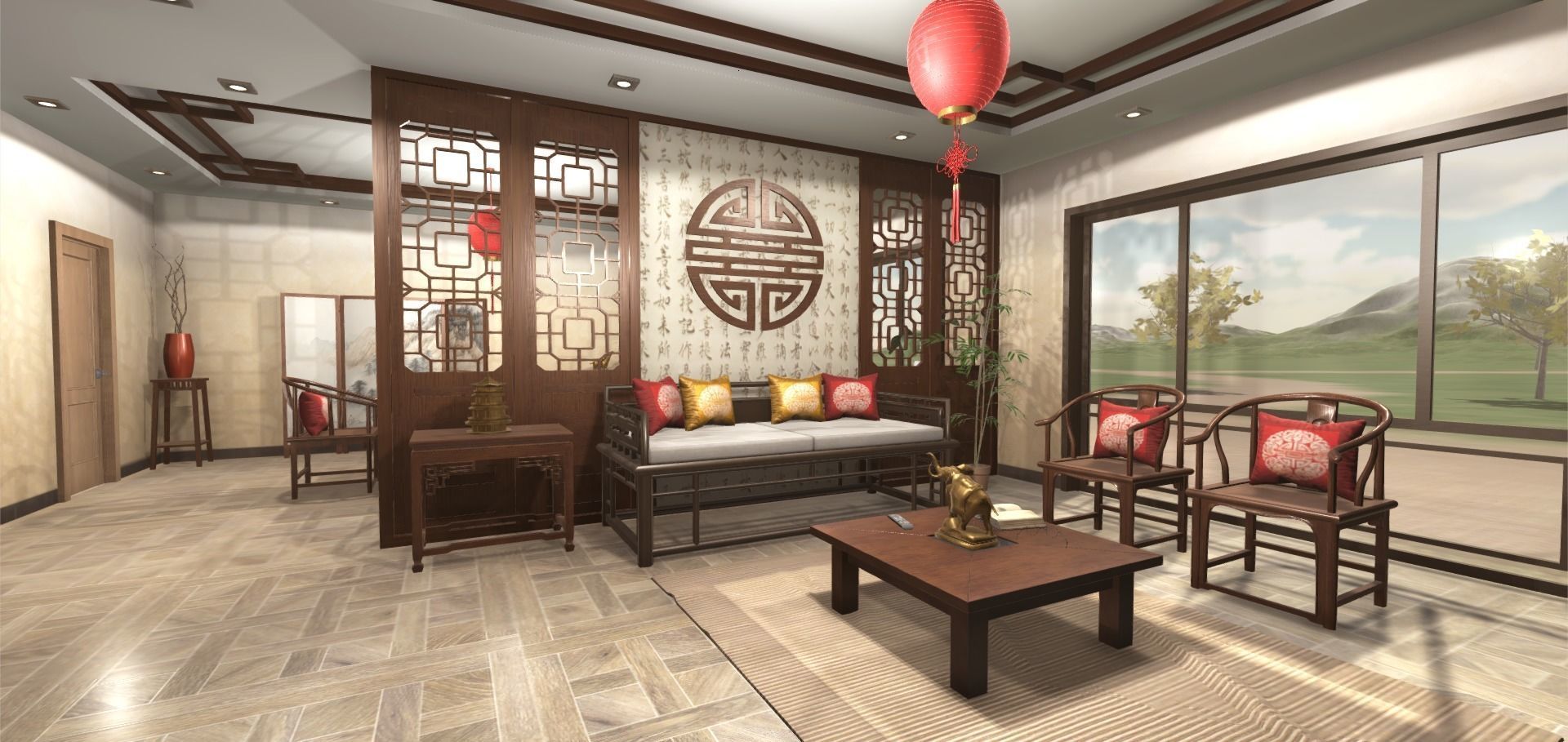 Chinese Living Room 3D model_2