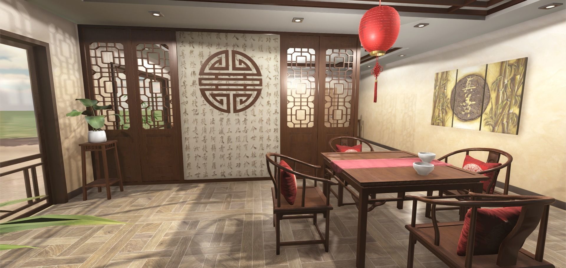 Chinese Living Room 3D model_11