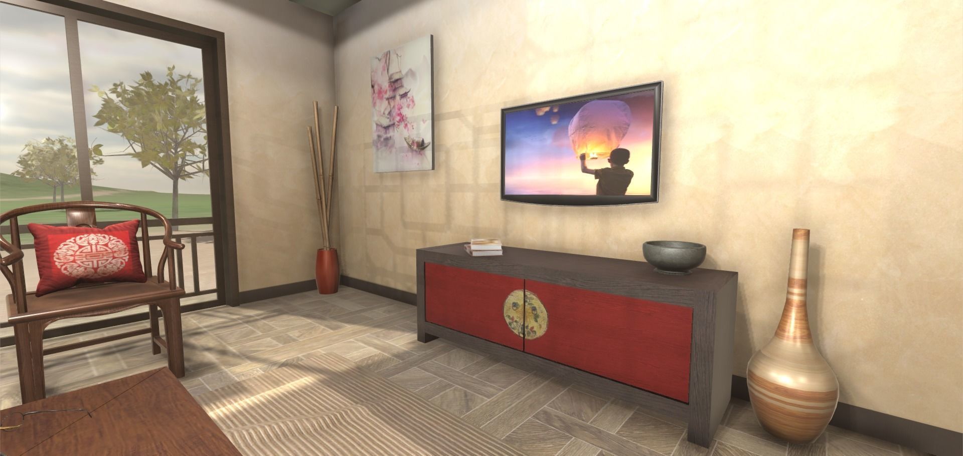 Chinese Living Room 3D model_6