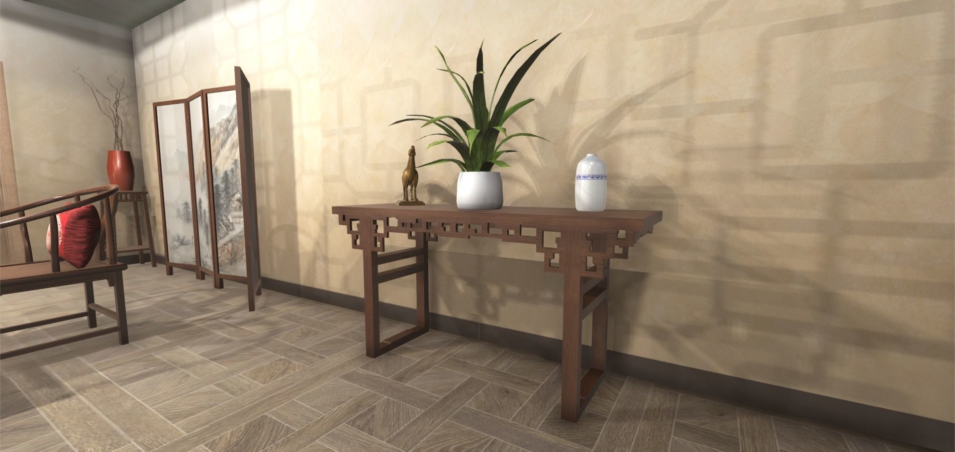Chinese Living Room 3D model_7