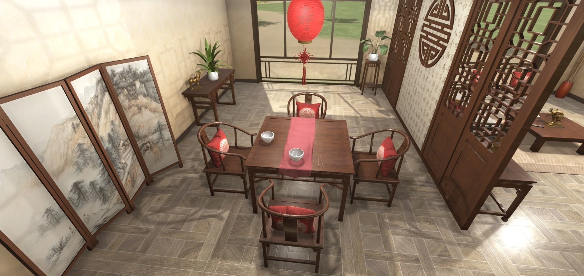 Chinese Living Room 3D model_4