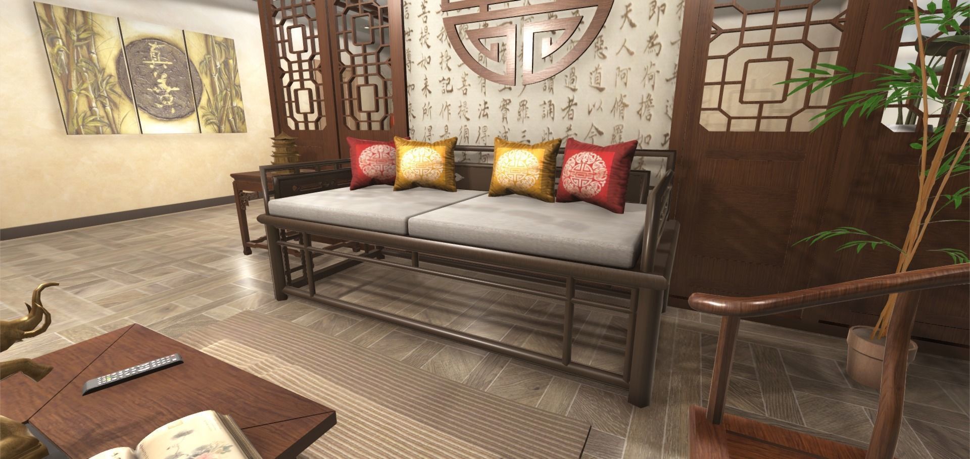 Chinese Living Room 3D model_9