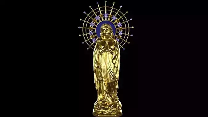 St Virgin Mary Golden Statue 3D model