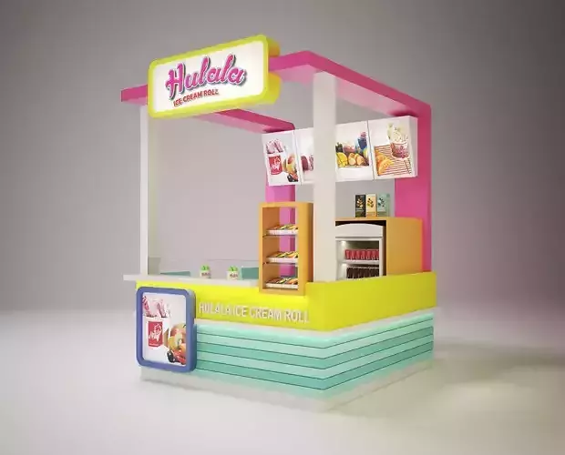 Hulala dan Waffleicious Booth design for ice cream and Waffle  3D model