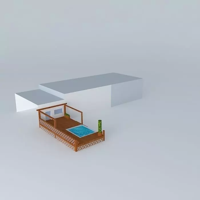 Deck with Hot Tub Pergola, and Seat Bench Free 3D model