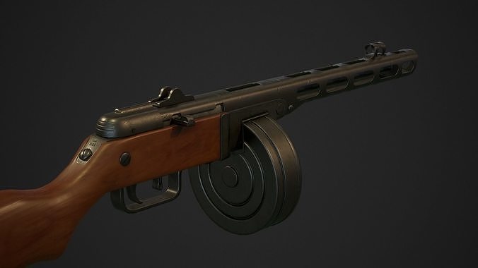 PBR Soviet Submachine Gun PPSH-41 Low-poly 3D model
