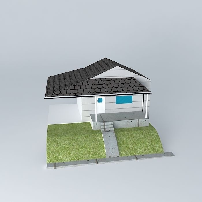 Iso View of Added Drain Tile and Gutter System Free 3D model_2