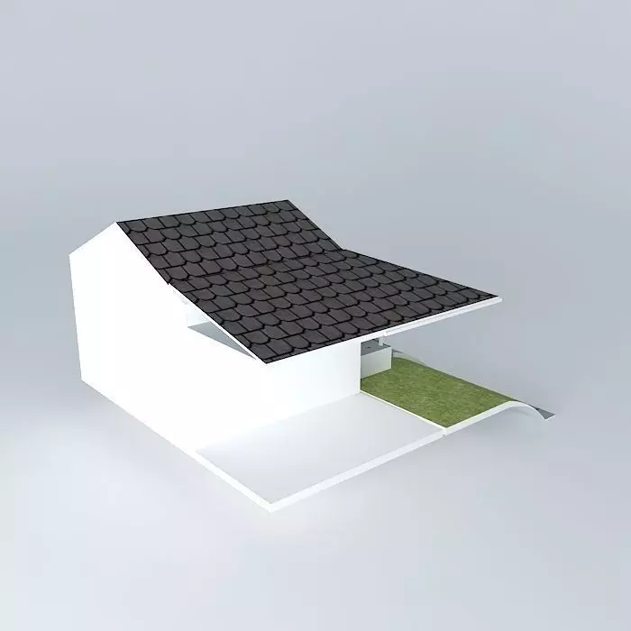 Iso View of Added Drain Tile and Gutter System Free 3D model_0