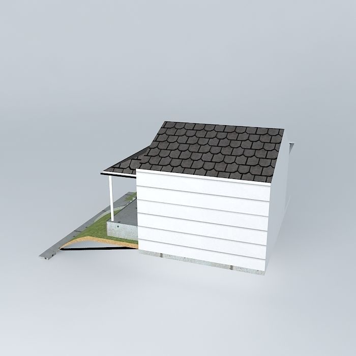 Iso View of Added Drain Tile and Gutter System Free 3D model_1