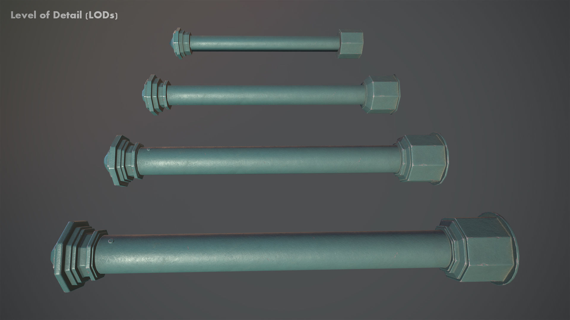 Barrier Bollard pack 3 Green v2 Low-poly 3D model_19