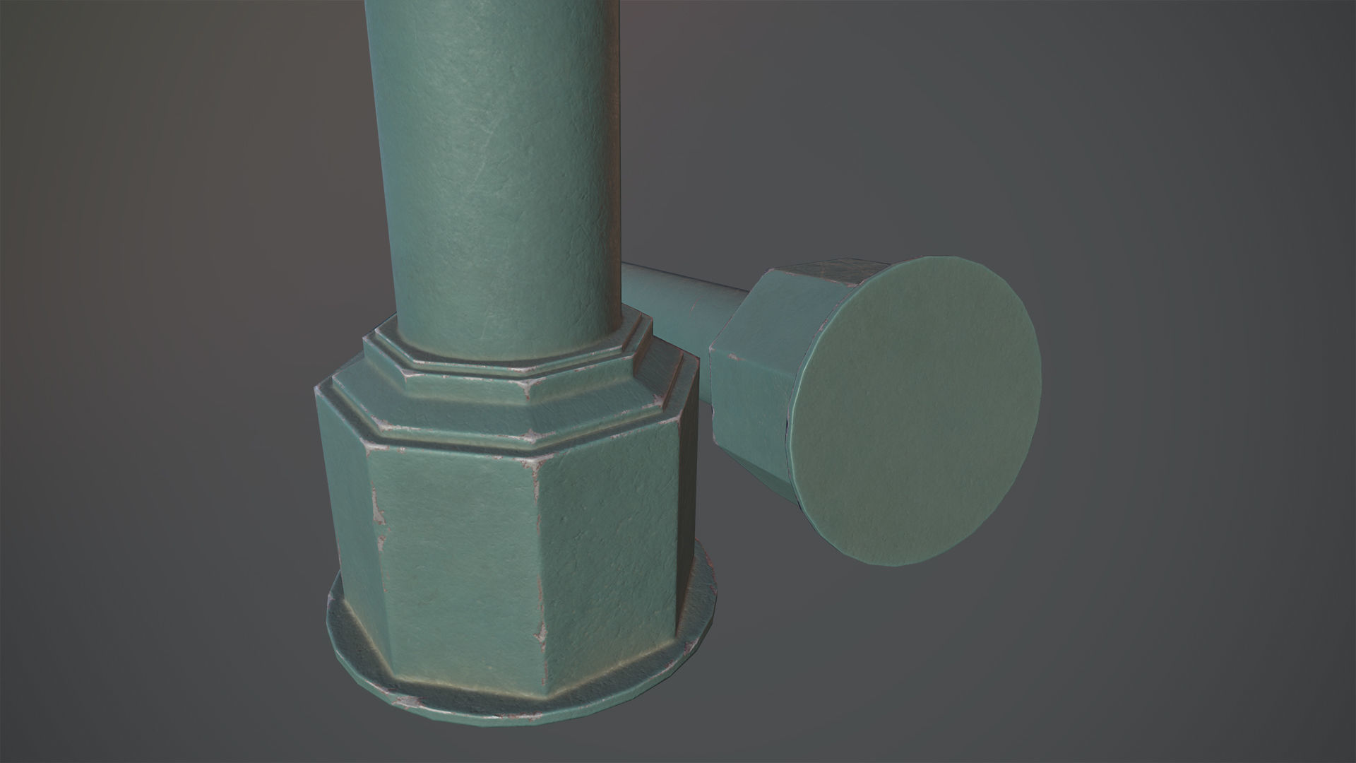 Barrier Bollard pack 3 Green v2 Low-poly 3D model_8