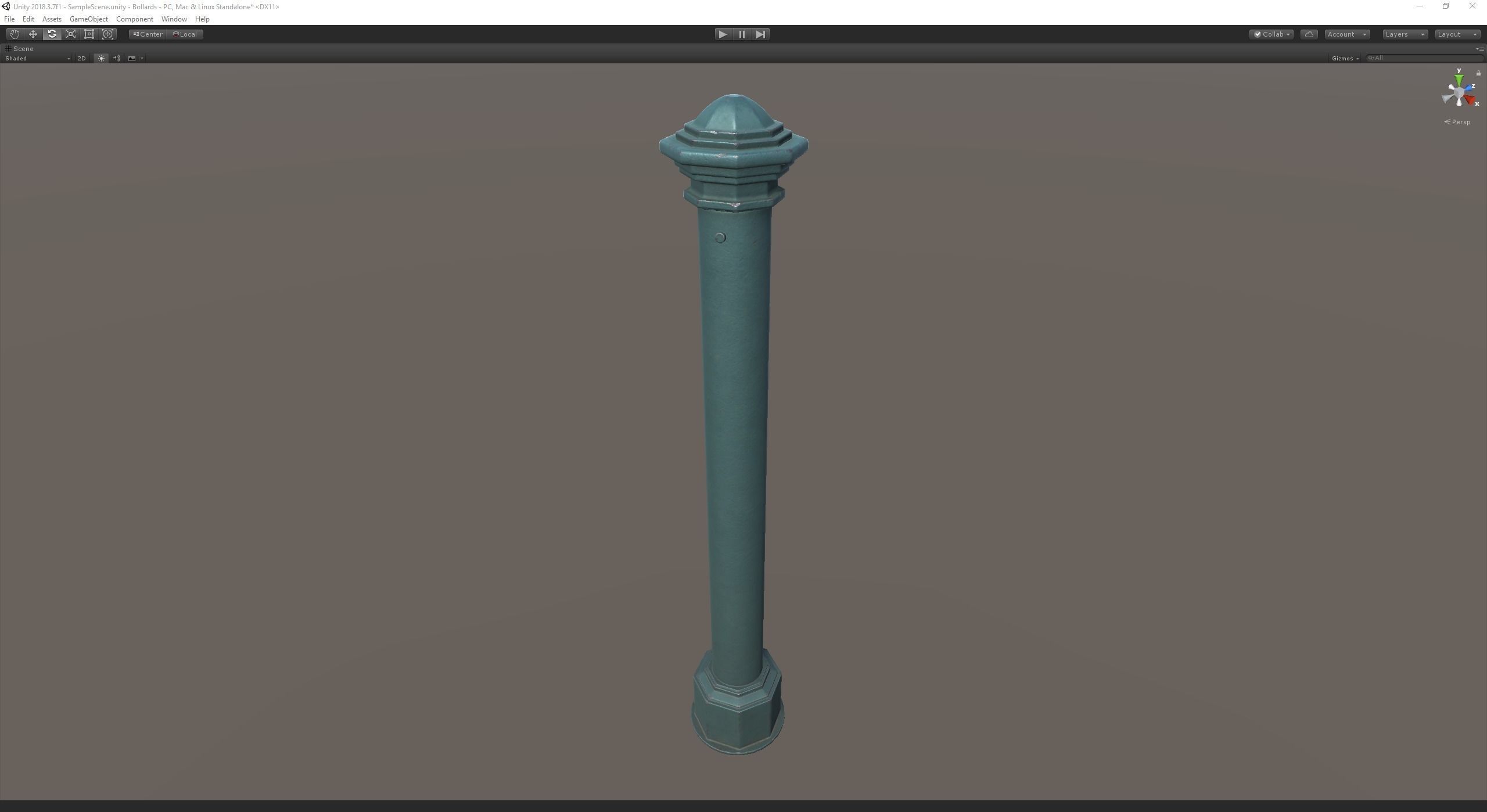 Barrier Bollard pack 3 Green v2 Low-poly 3D model_20