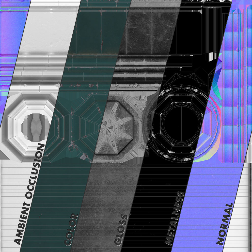 Barrier Bollard pack 3 Green v2 Low-poly 3D model_10