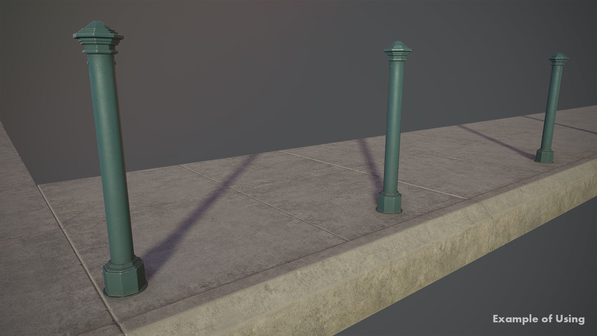 Barrier Bollard pack 3 Green v2 Low-poly 3D model_9