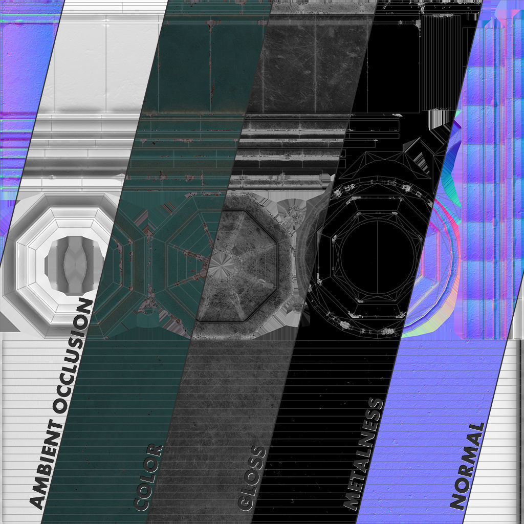 Barrier Bollard pack 3 Green v3 Low-poly 3D model_10