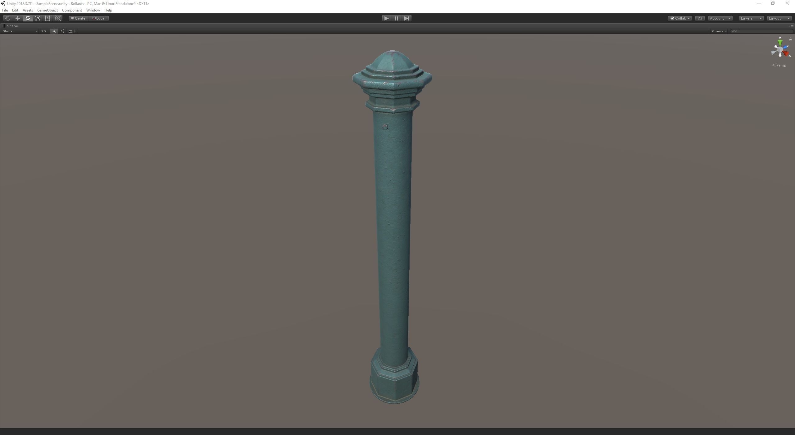 Barrier Bollard pack 3 Green v3 Low-poly 3D model_20