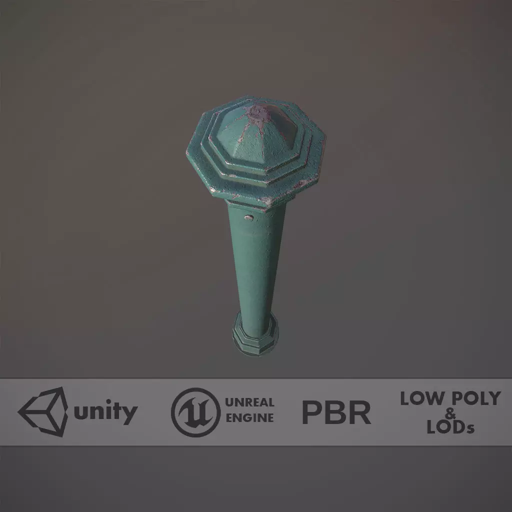 Barrier Bollard pack 3 Green v3 Low-poly 3D model_0