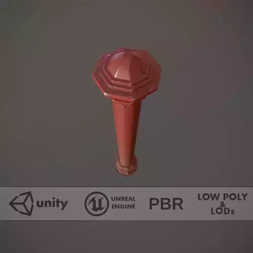 Barrier Bollard pack 3 Red v1 Low-poly 3D model