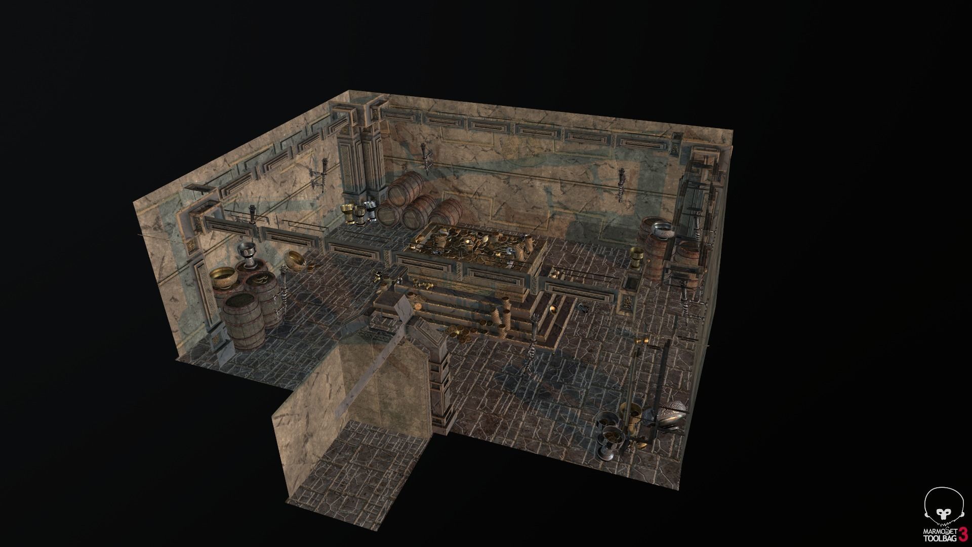 Medieval Fantasy Dwarf Treasure Room Low-poly 3D model_31