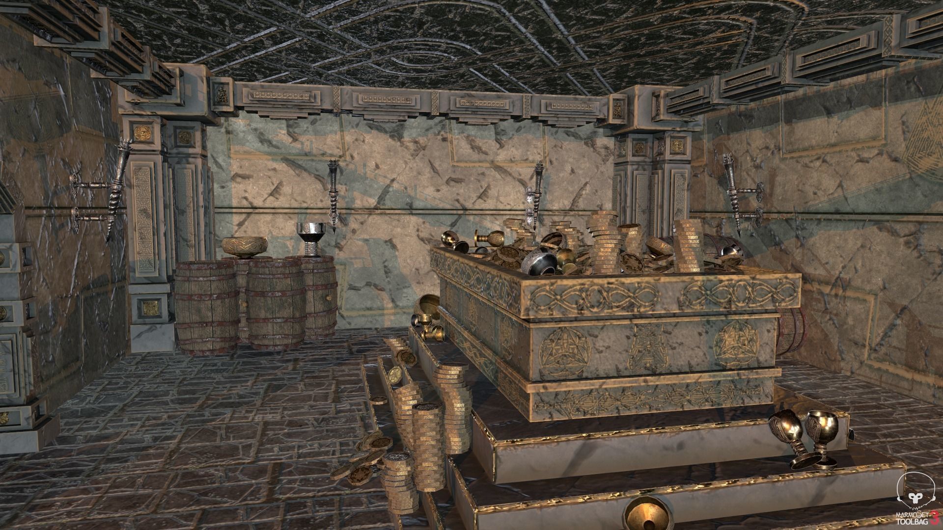 Medieval Fantasy Dwarf Treasure Room Low-poly 3D model_23