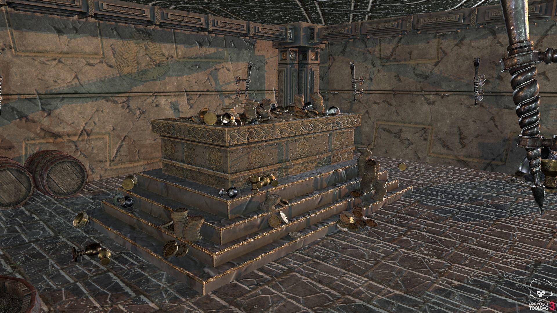 Medieval Fantasy Dwarf Treasure Room Low-poly 3D model_20