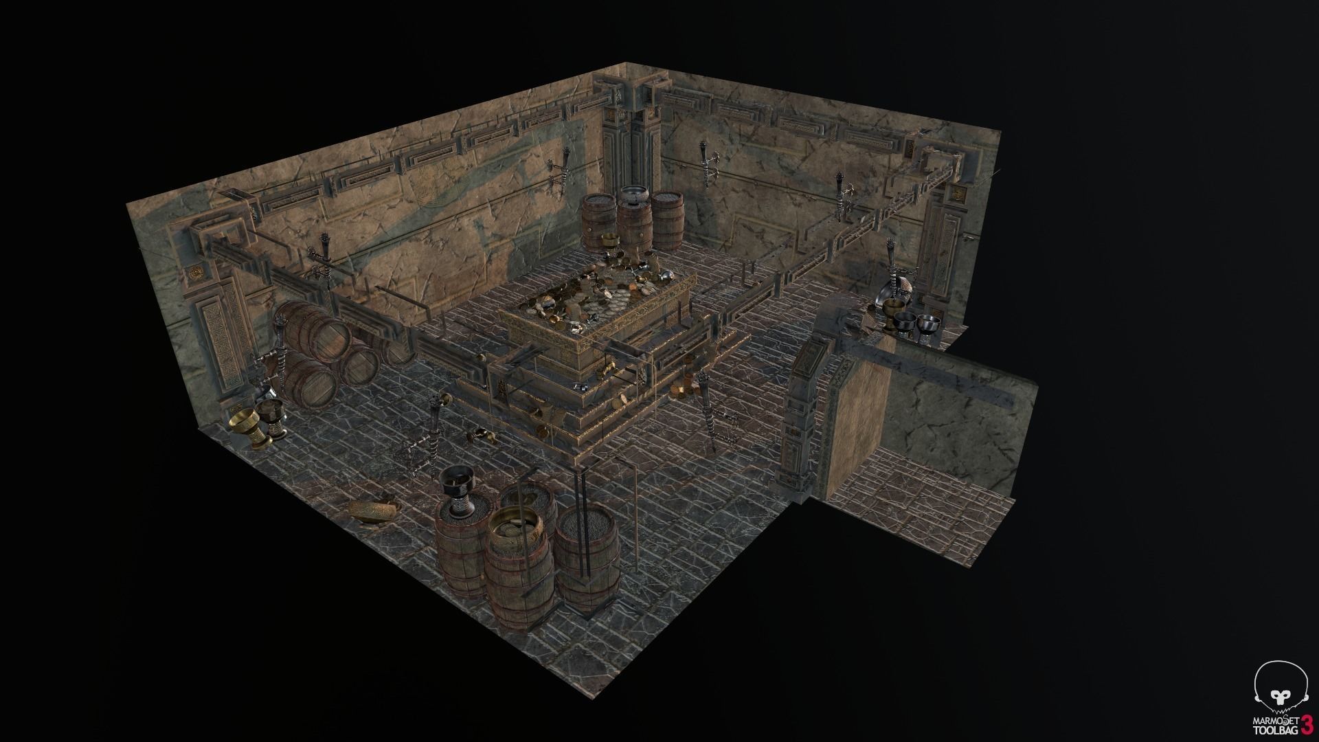 Medieval Fantasy Dwarf Treasure Room Low-poly 3D model_32