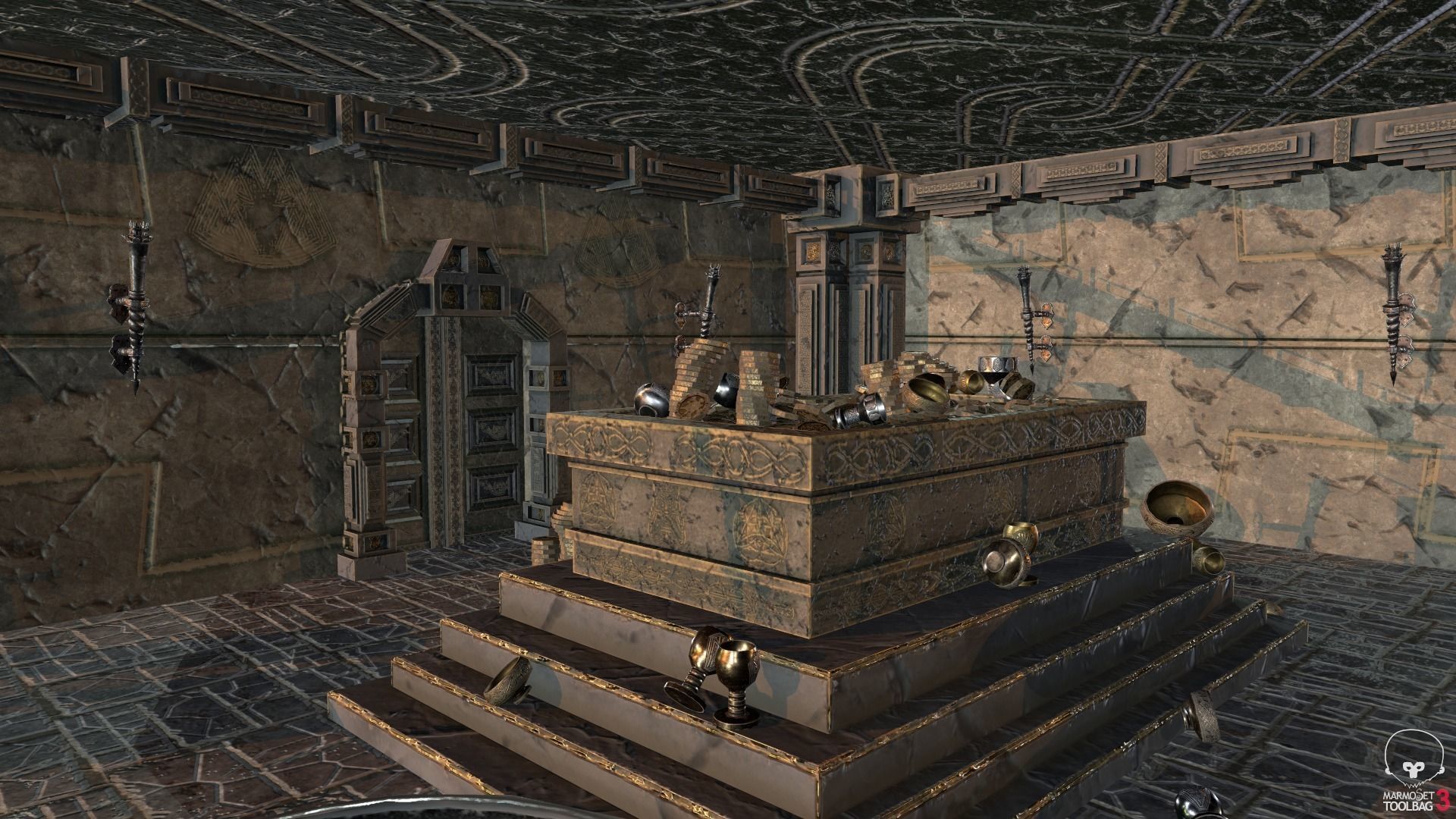 Medieval Fantasy Dwarf Treasure Room Low-poly 3D model_24