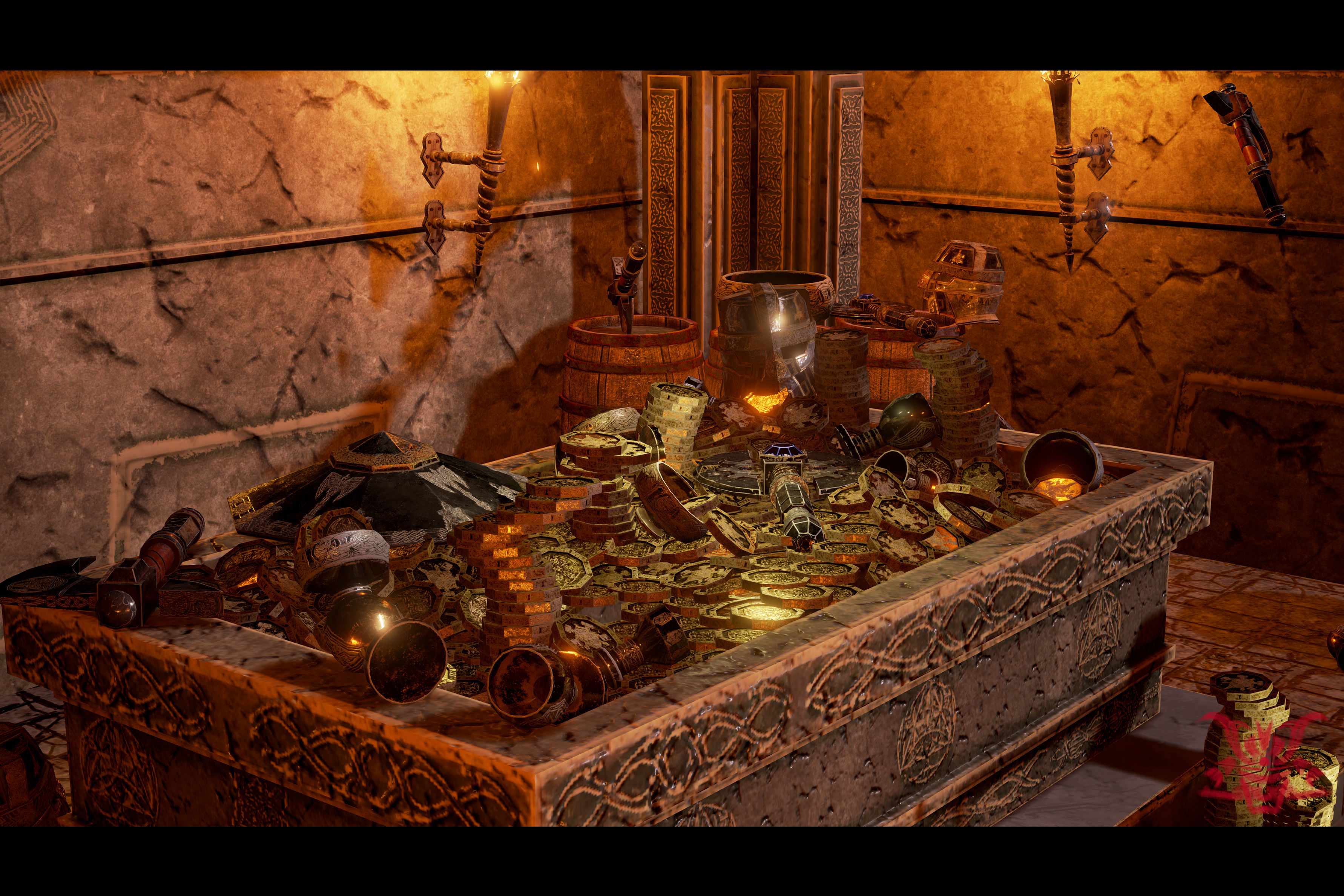 Medieval Fantasy Dwarf Treasure Room Low-poly 3D model_12