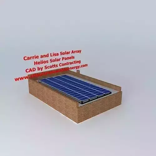 Solar Array Layout Typical St Louis Style Home with Flat Roof Free 3D model
