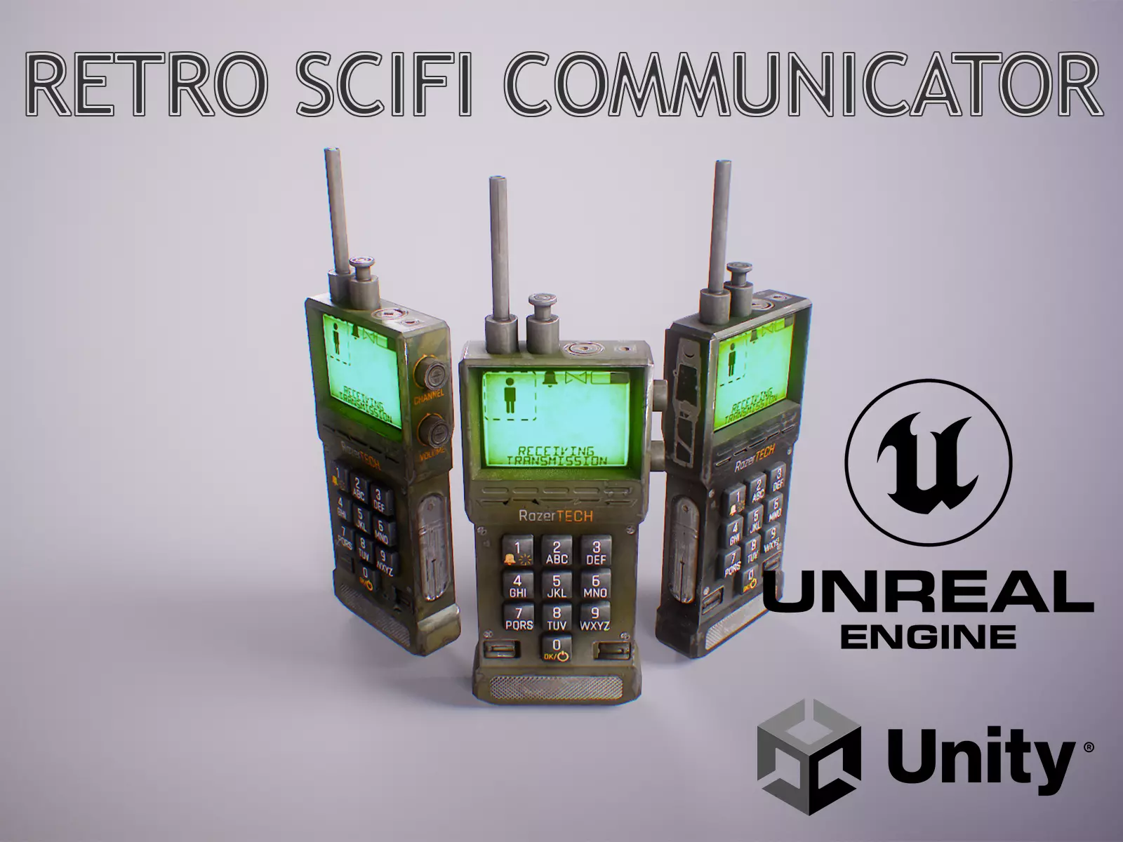 PBR Retro Sci-Fi Communicator Low-poly 3D model_0