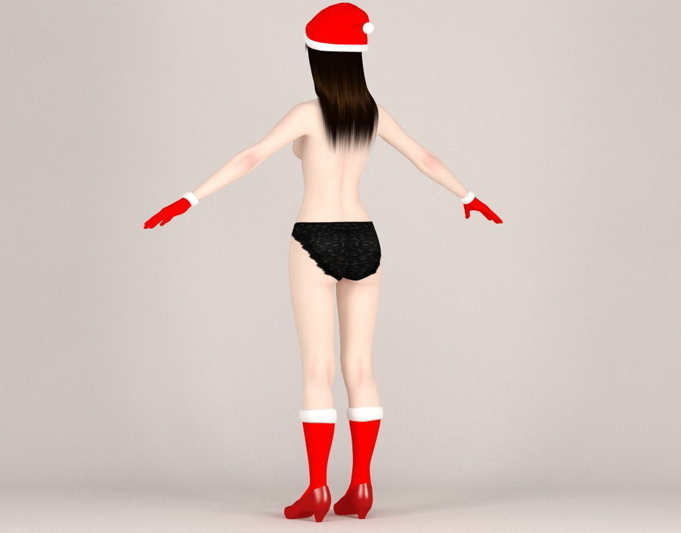  T pose nonrigged model of Akari in Christmas costume 3D model_16