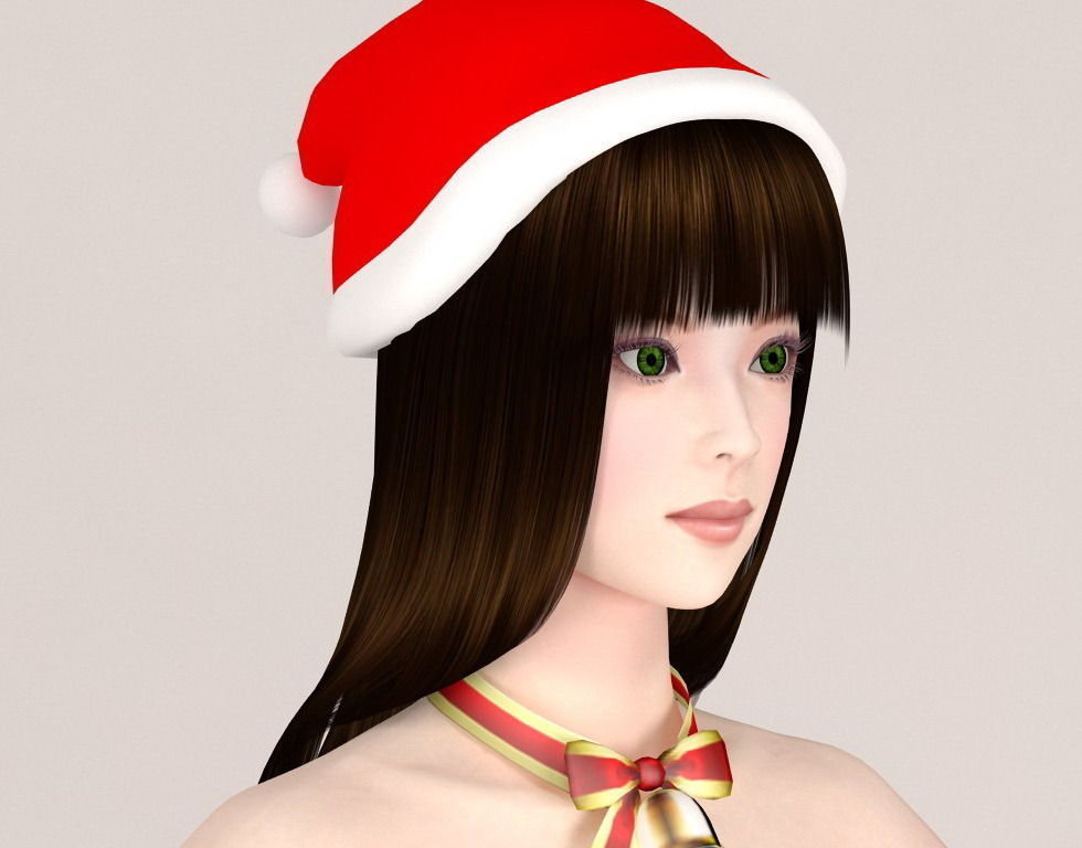  T pose nonrigged model of Akari in Christmas costume 3D model_2