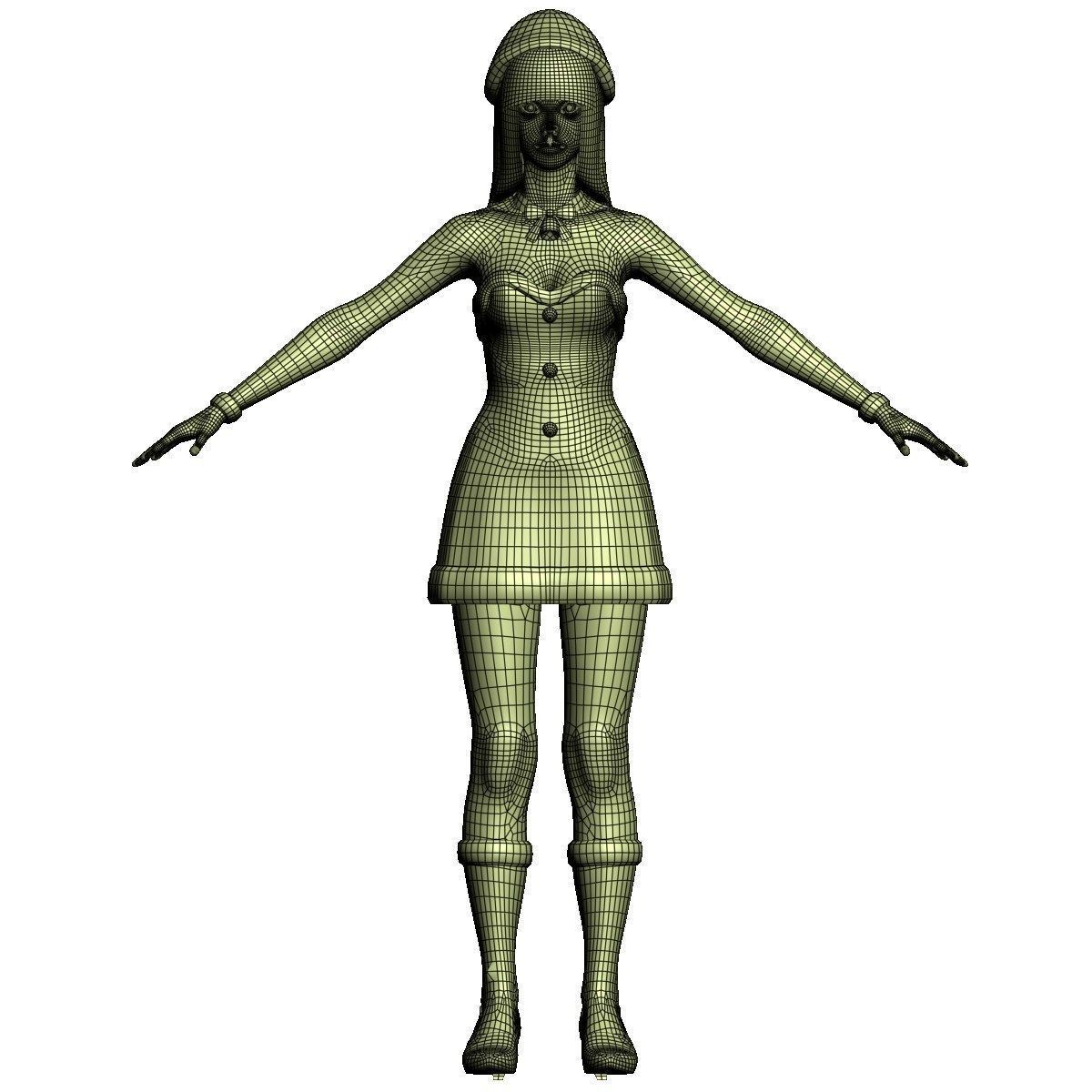  T pose nonrigged model of Akari in Christmas costume 3D model_19