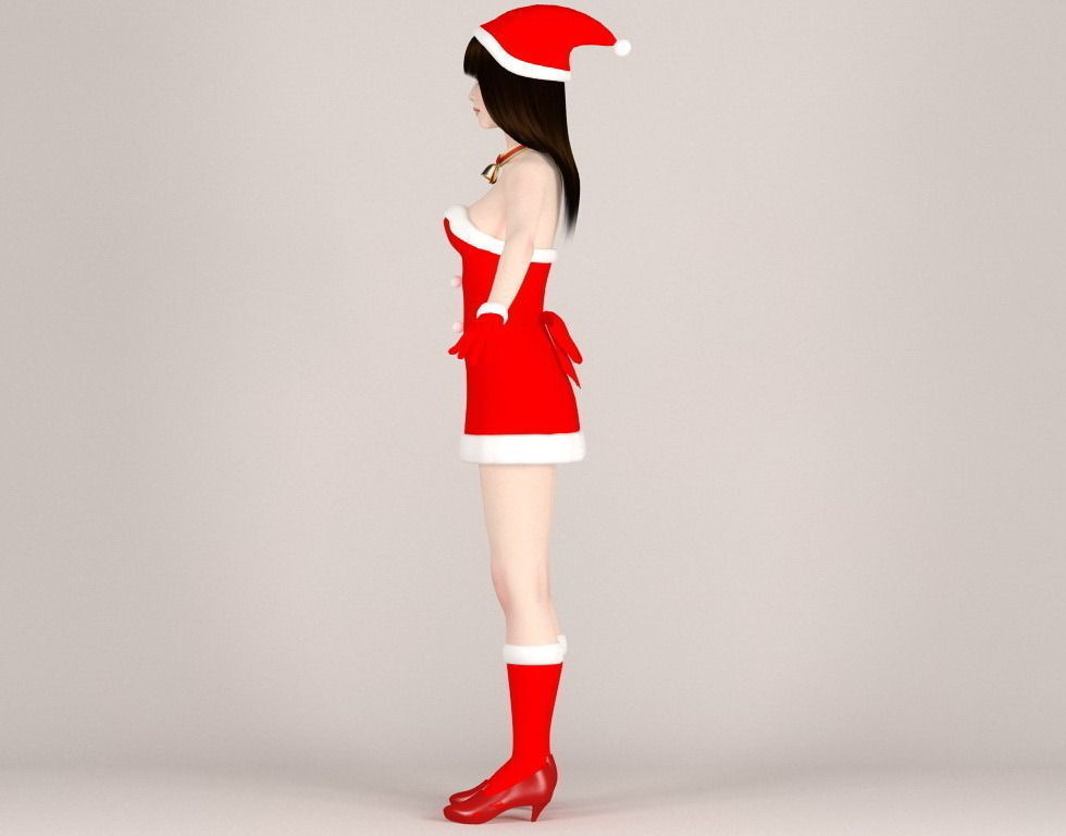  T pose nonrigged model of Akari in Christmas costume 3D model_11