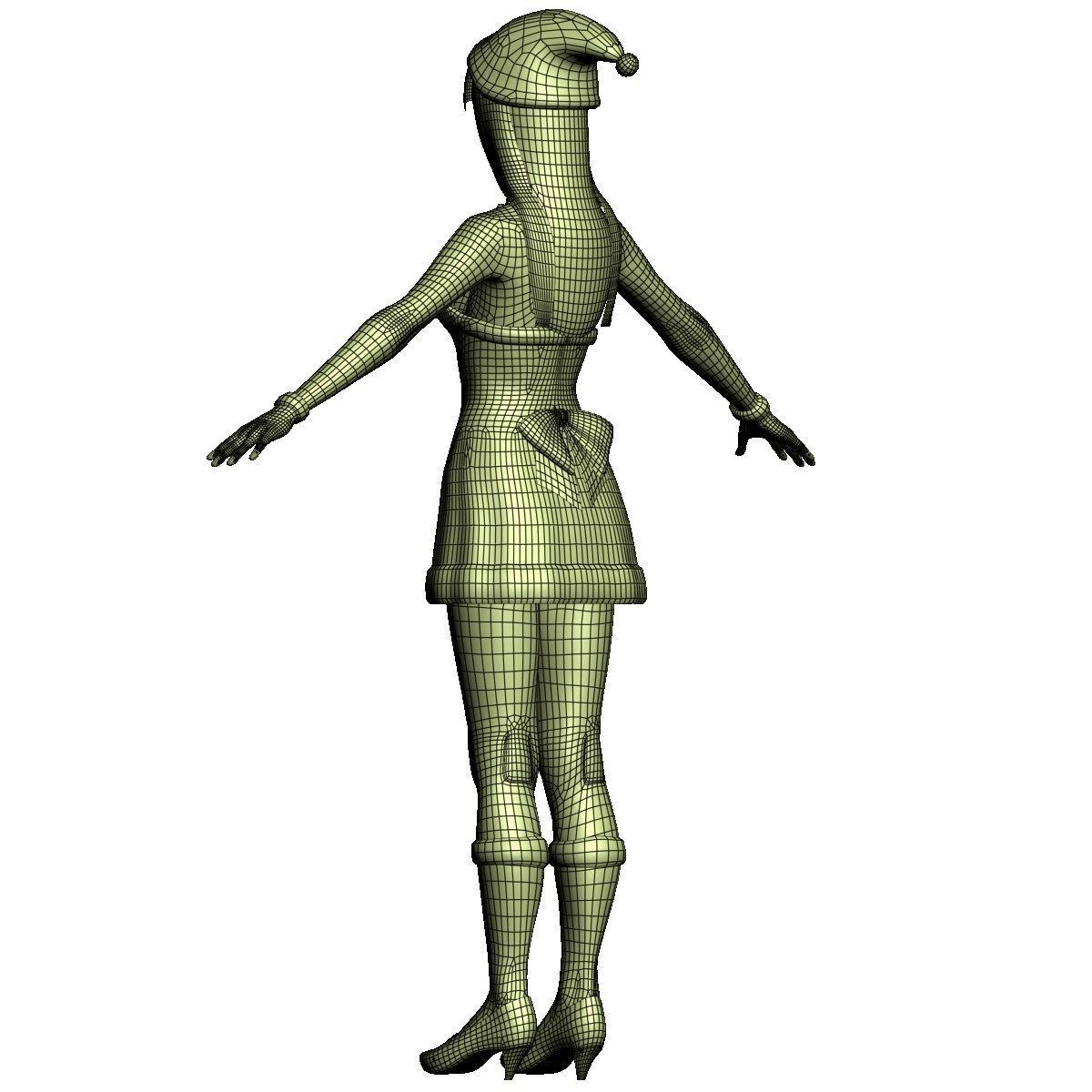  T pose nonrigged model of Akari in Christmas costume 3D model_22