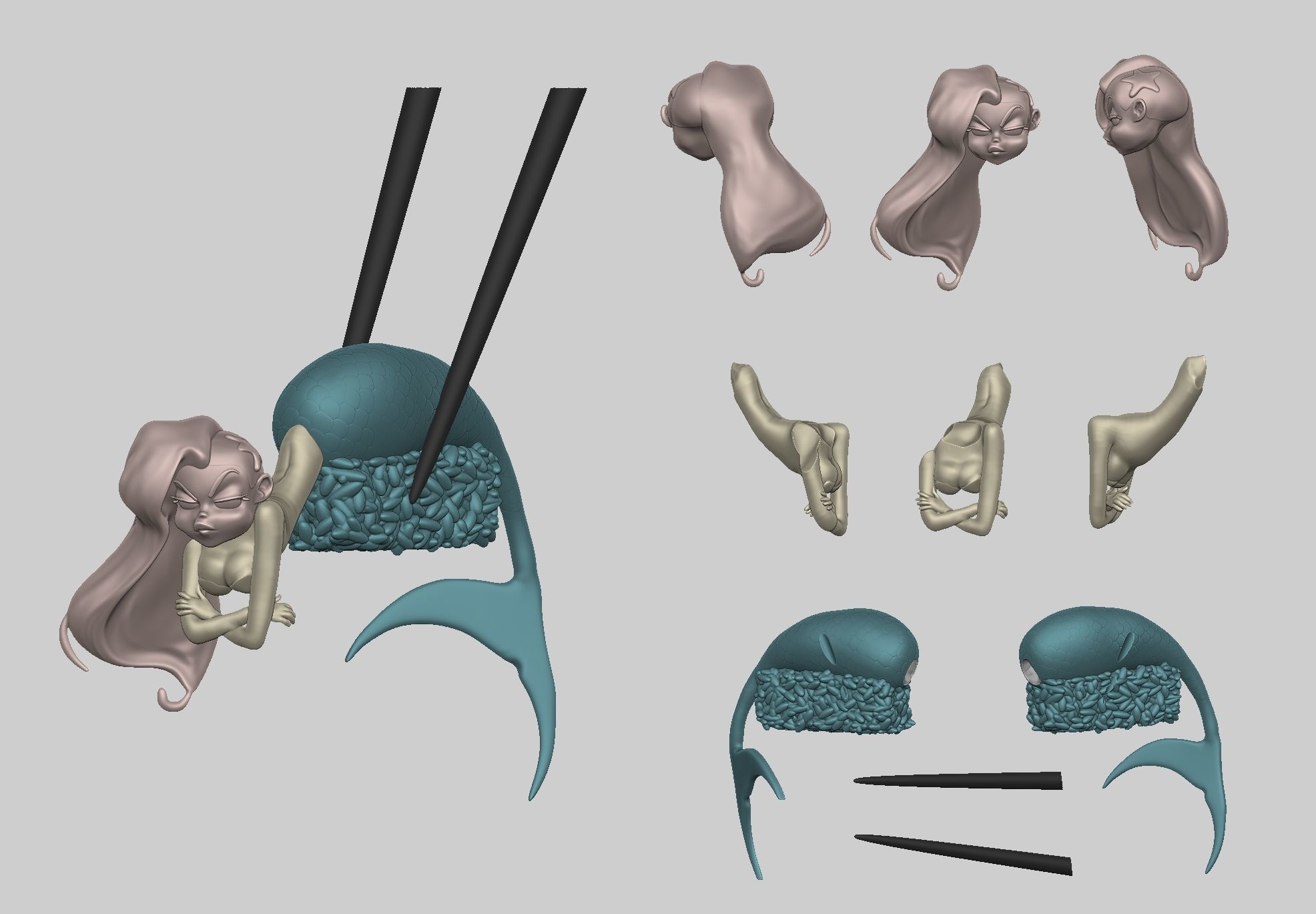 SUSHI MERMAID 3D print model_2