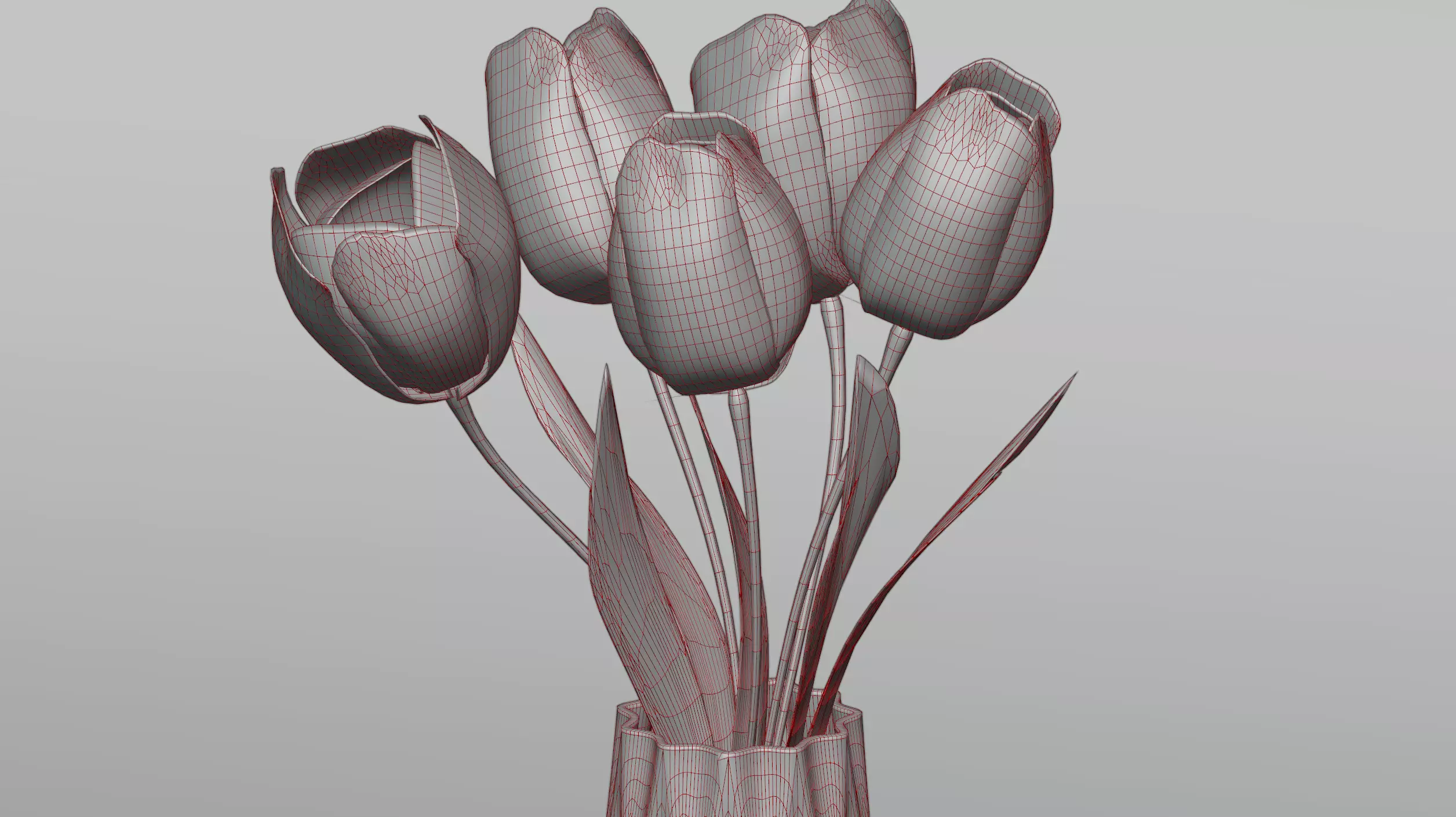 Tulips in a vase 3D model_0