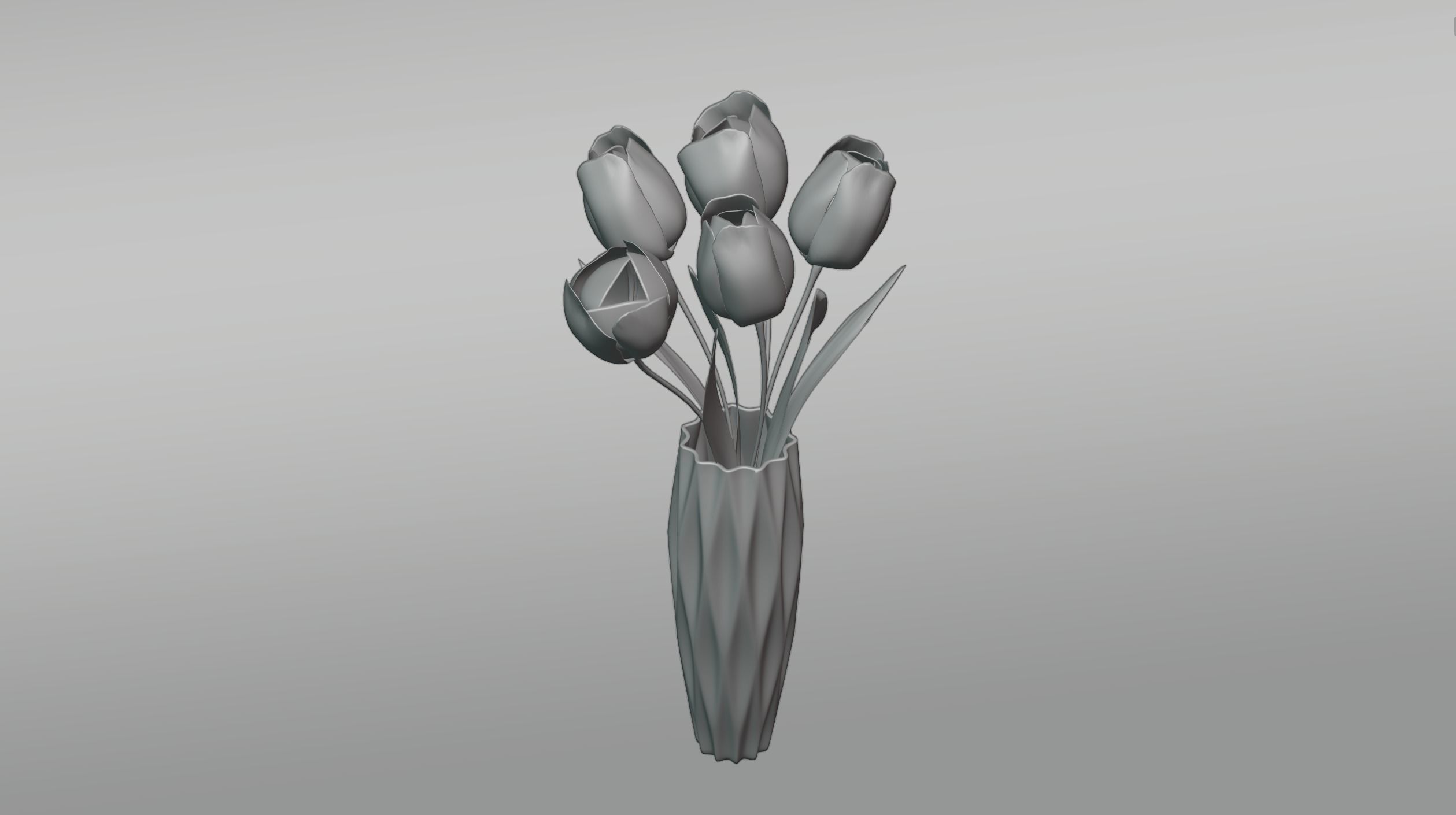 Tulips in a vase 3D model_3