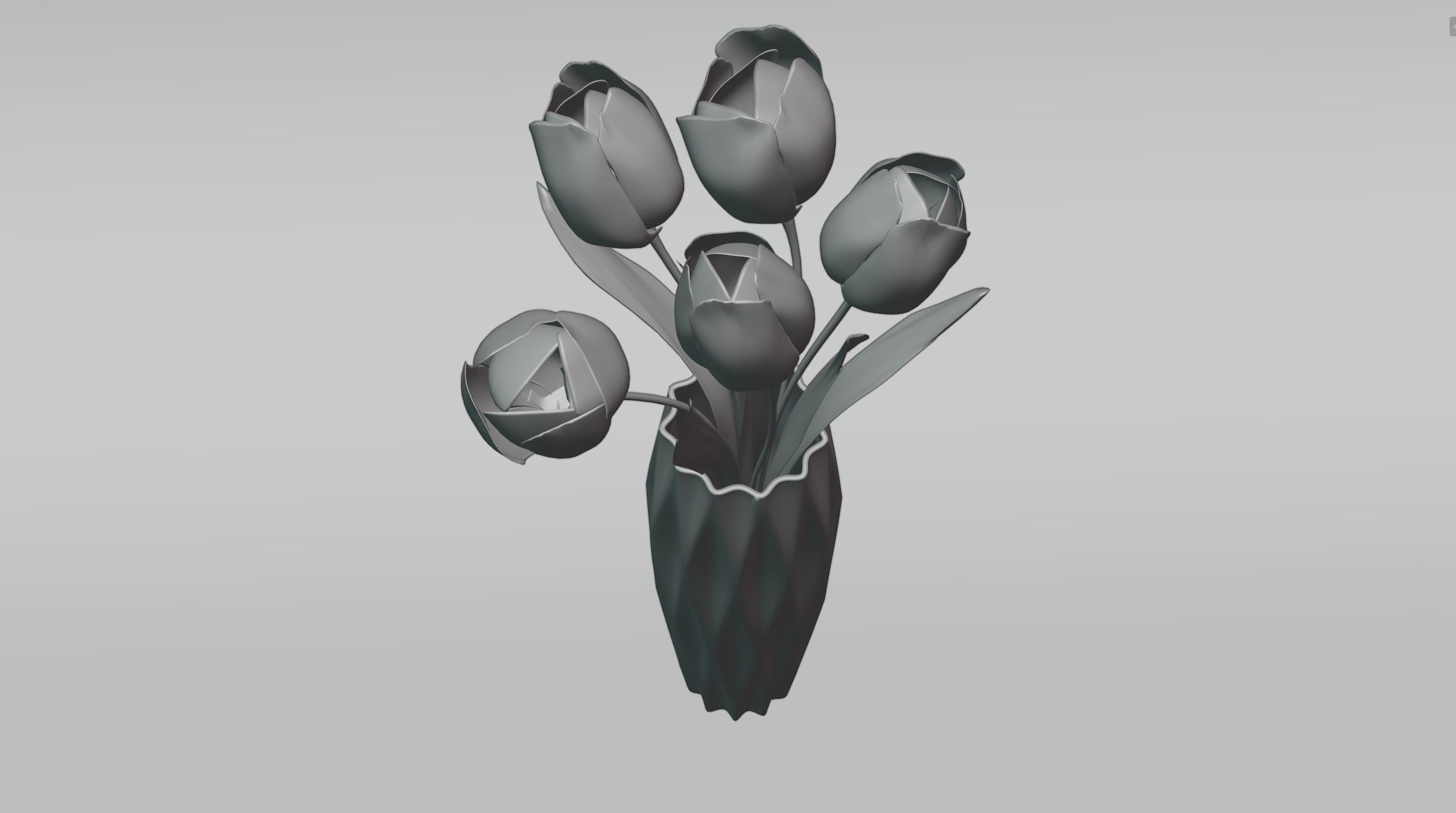 Tulips in a vase 3D model_2