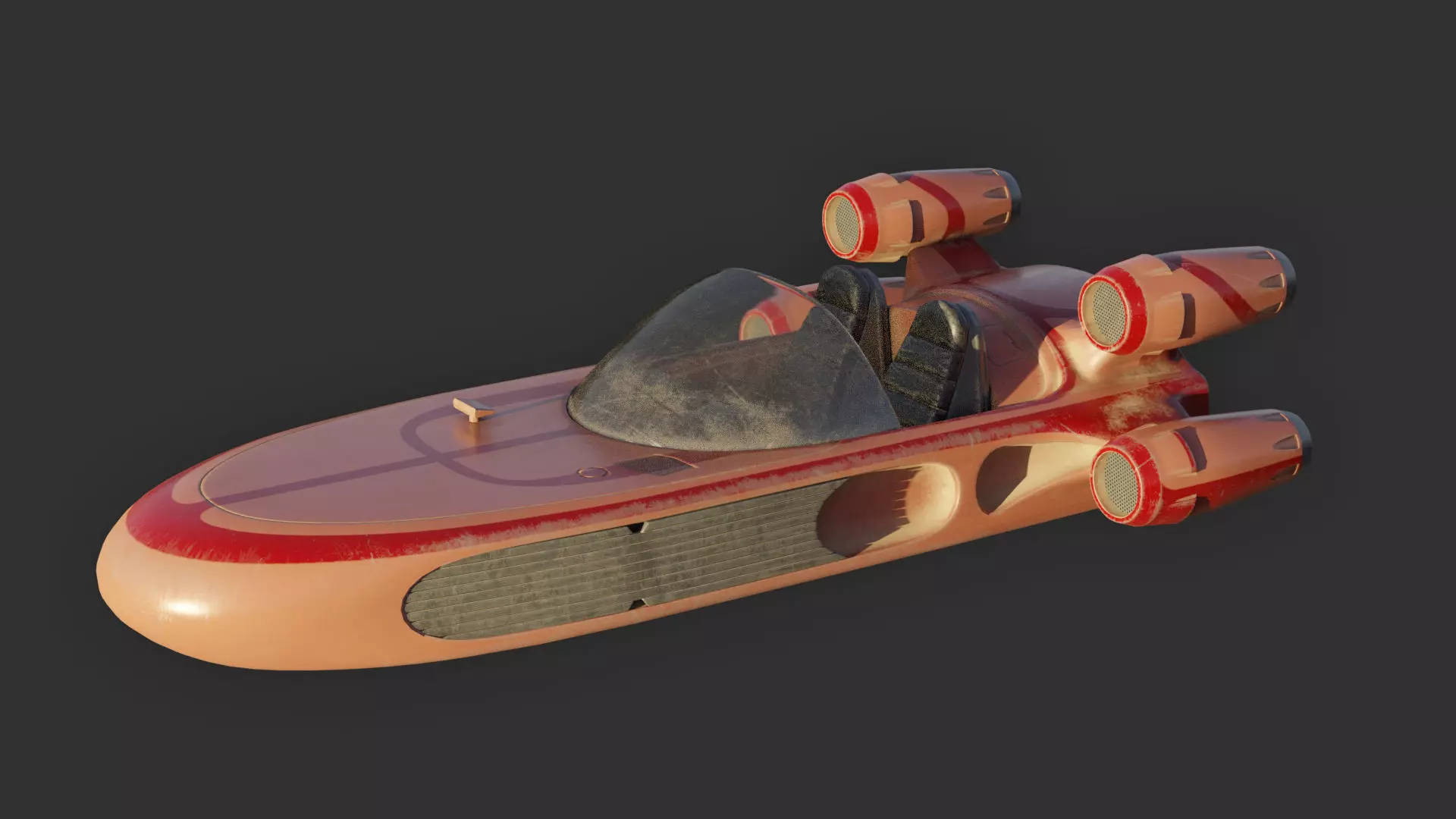 Modified Landspeeder Low-poly 3D model_0