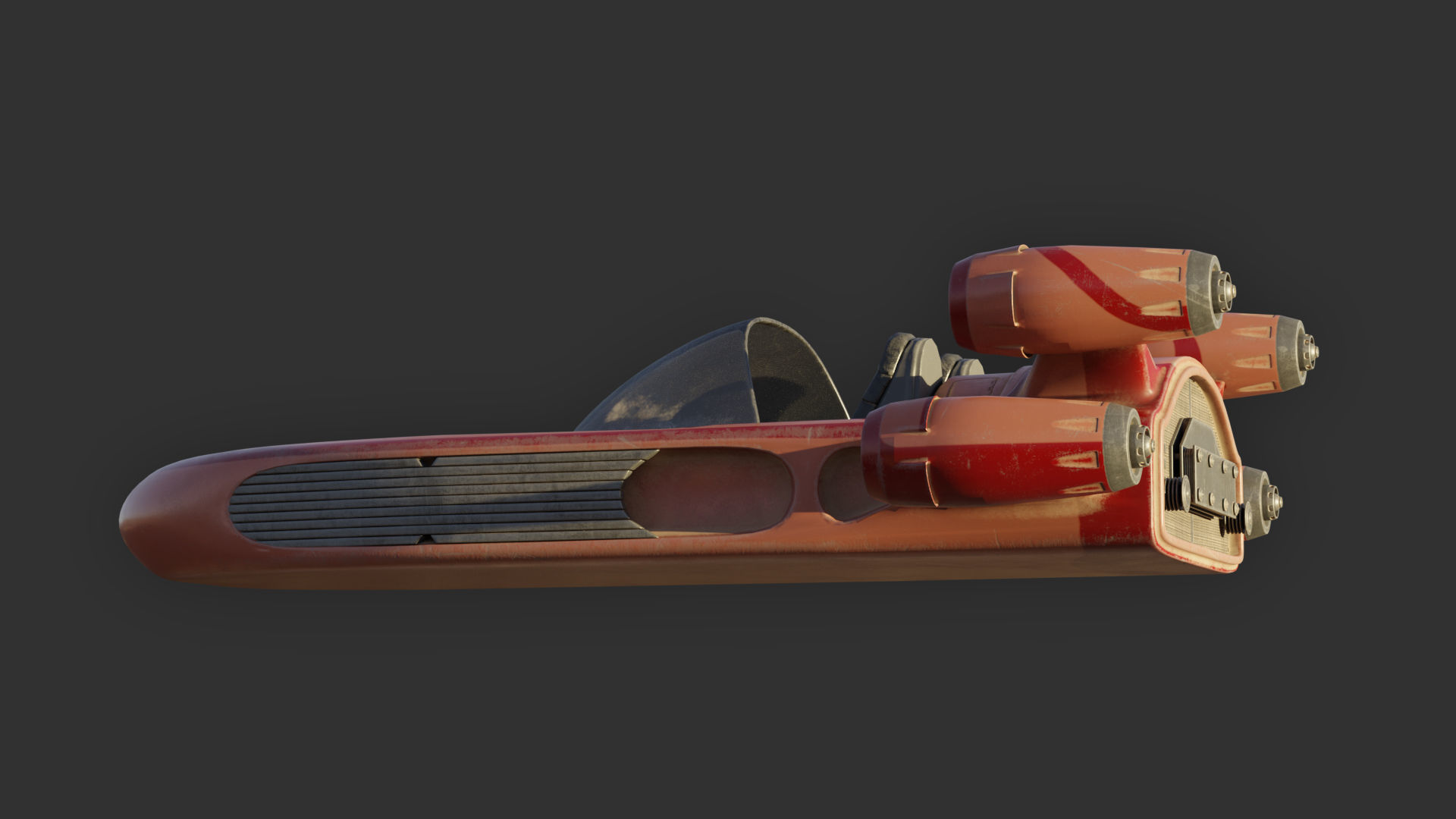 Modified Landspeeder Low-poly 3D model_3