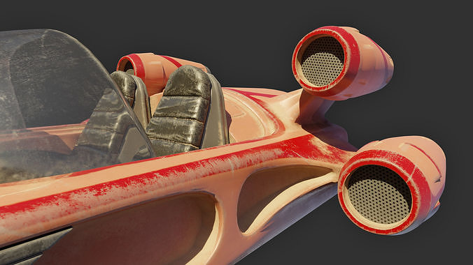 Modified Landspeeder Low-poly 3D model 6