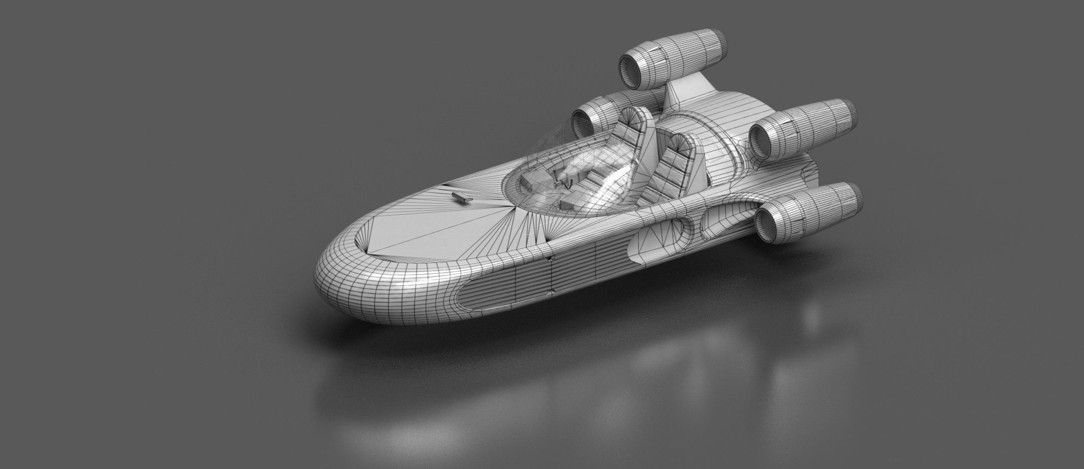 Modified Landspeeder Low-poly 3D model_6