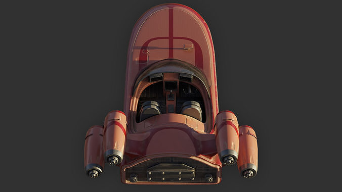 Modified Landspeeder Low-poly 3D model 5
