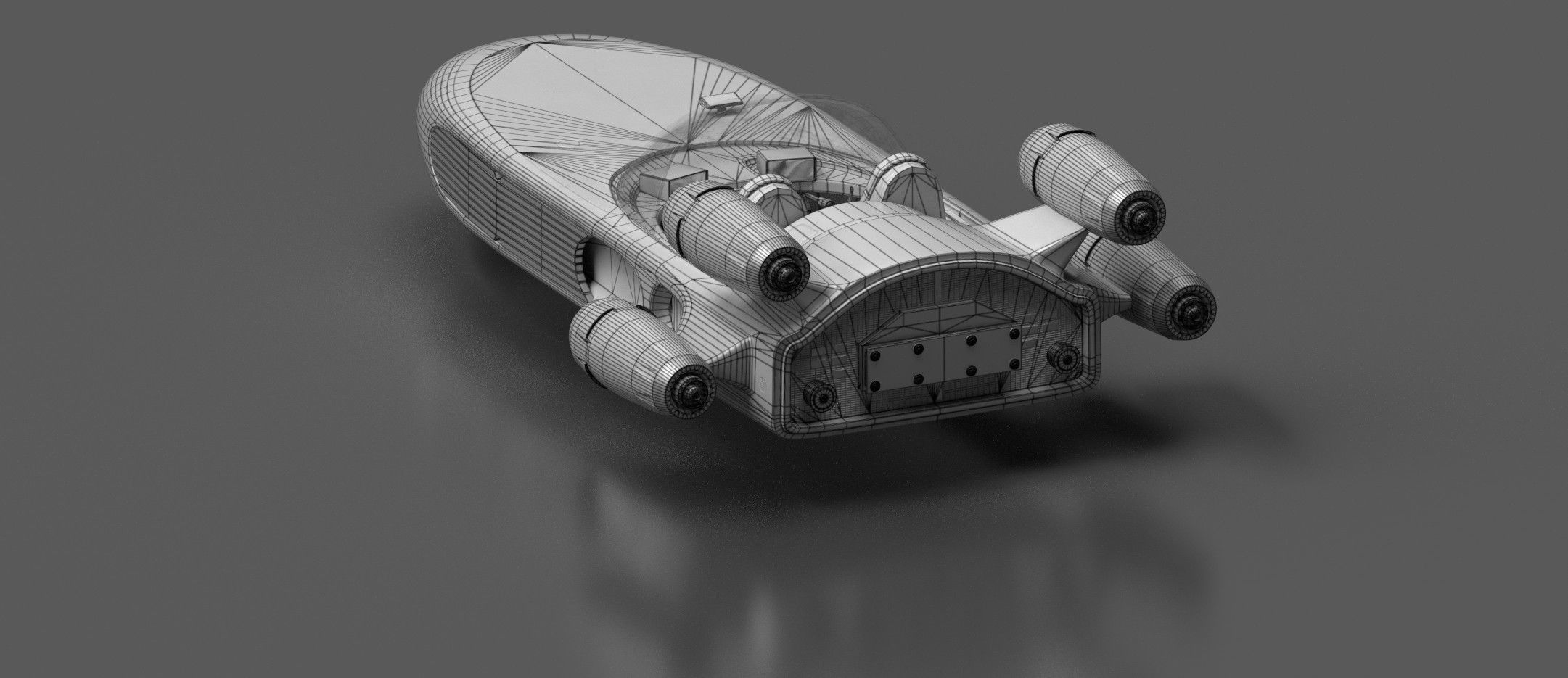 Modified Landspeeder Low-poly 3D model_7