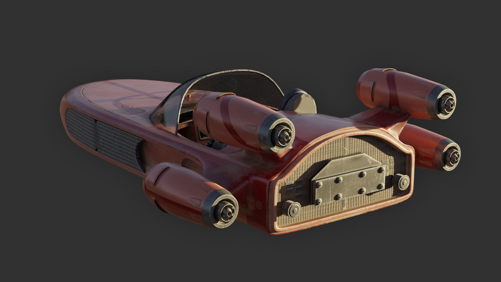 Modified Landspeeder Low-poly 3D model_1