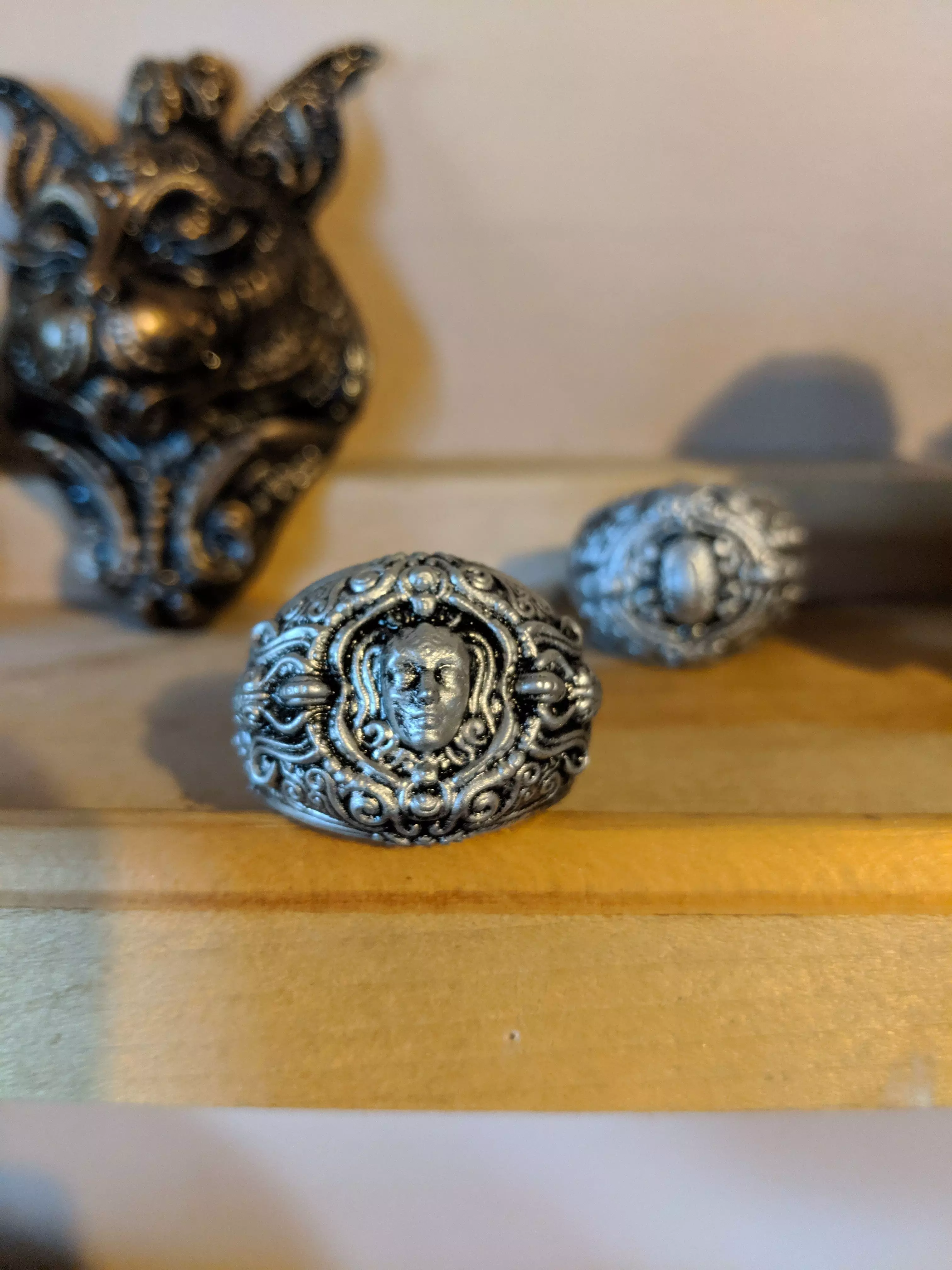 ring2 silver ring on shelf 3D print model_0